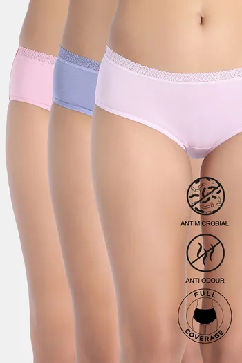 Buy Zivame Low Rise Full Coverage Hipster Panty (Pack of 3) - Multicolor